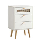 Anya Woven Rattan 3-Drawer Bedside Table in White