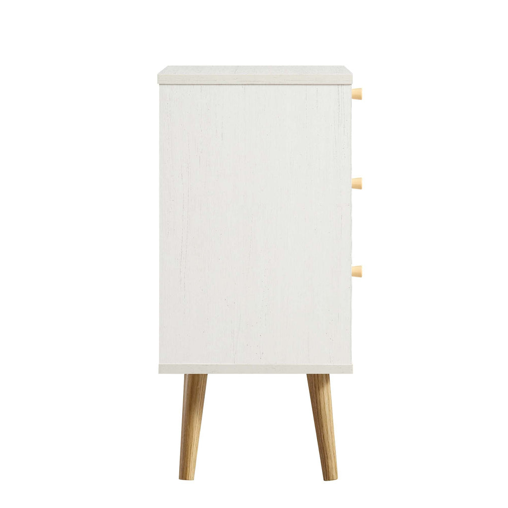 Anya Woven Rattan 3-Drawer Bedside Table in White
