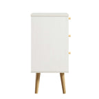 Anya Woven Rattan 3-Drawer Bedside Table in White