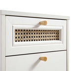 Anya Woven Rattan 3-Drawer Bedside Table in White