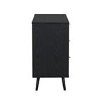 Anya Woven Rattan Chest of 3 Drawer in Black Colour