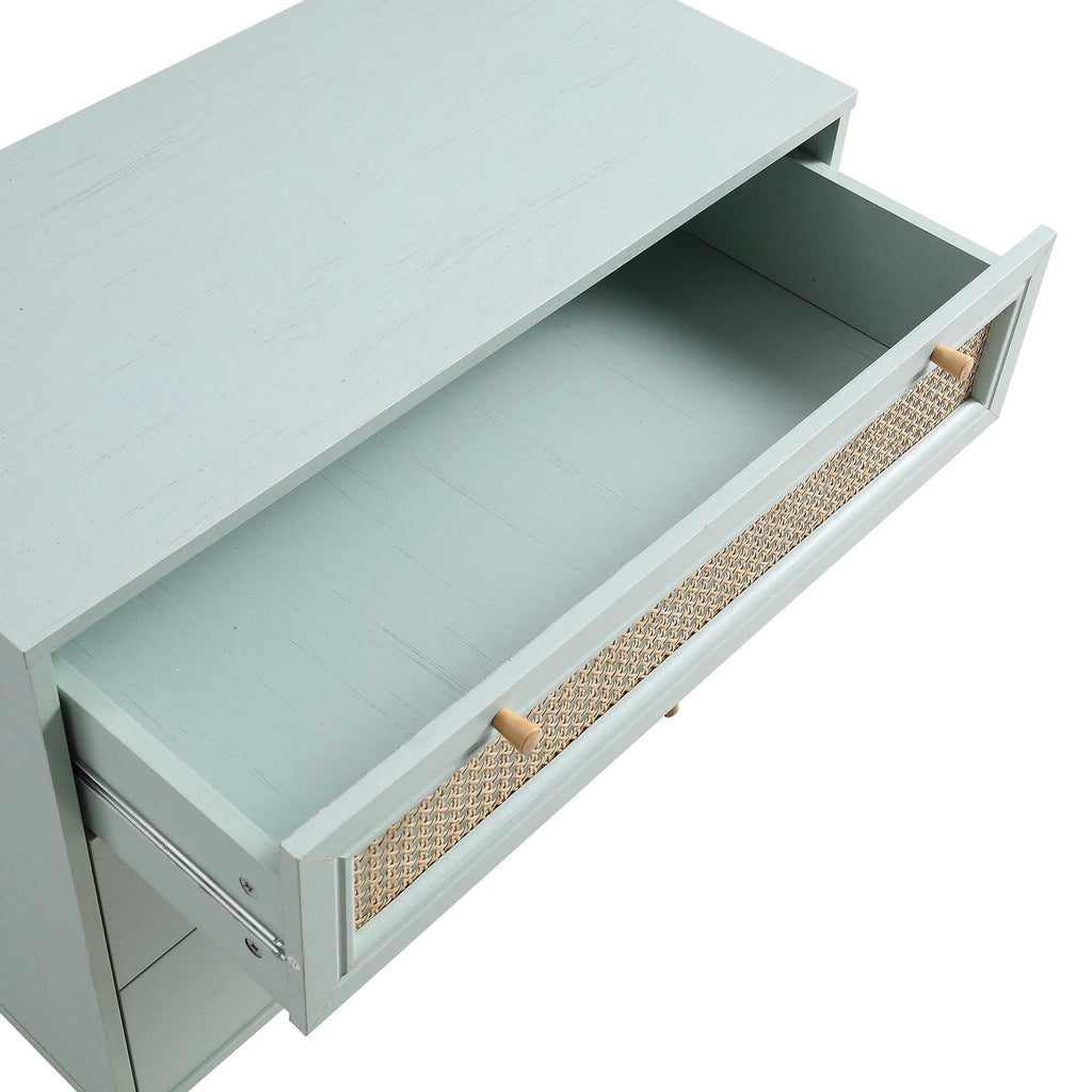 Anya Woven Rattan Chest of 3 Drawer in Mint Colour