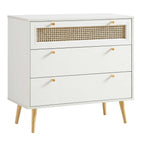 Anya Woven Rattan Chest of 3 Drawers in White