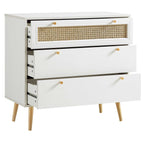 Anya Woven Rattan Chest of 3 Drawers in White