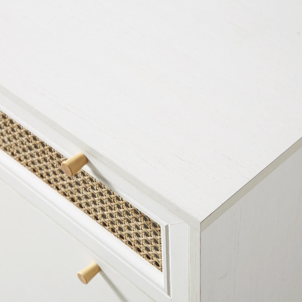 Anya Woven Rattan Chest of 3 Drawers in White