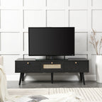 Anya Woven Rattan 3-Drawer TV Unit in Black