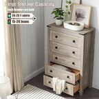 48 Tall Farmhouse 5 Drawer Wood Dresser, Chest of Drawers for Bedroom