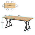 Farmhouse Dining Table for 6 People, 70.8-Inch Rectangular Wood Kitchen Table