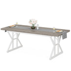 Farmhouse Dining Table for 6 People, 70.8-Inch Rectangular Wood Kitchen Table