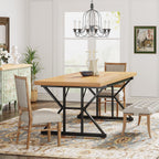 Farmhouse Dining Table for 6 People, 70.8-Inch Rectangular Wood Kitchen Table