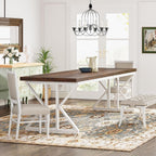 Farmhouse Dining Table for 6 People, 70.8-Inch Rectangular Wood Kitchen Table