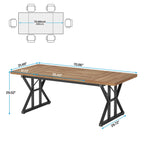 Farmhouse Dining Table for 6 People, 70.8-Inch Rectangular Wood Kitchen Table