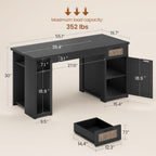 Farmhouse Executive Desk Home Office Desk File Drawer Monitor Stand Power Outlet