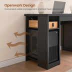 Farmhouse Executive Desk Home Office Desk File Drawer Monitor Stand Power Outlet