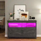 Farmhouse TV Stand for up to 65 TV with Doors and Open Shelves Media Console Power Outlet