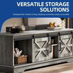 Farmhouse TV Stand for up to 65 TV with Doors and Open Shelves Media Console Power Outlet