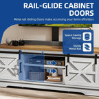 Farmhouse TV Stand for up to 65 TV with Doors and Open Shelves Media Console Power Outlet