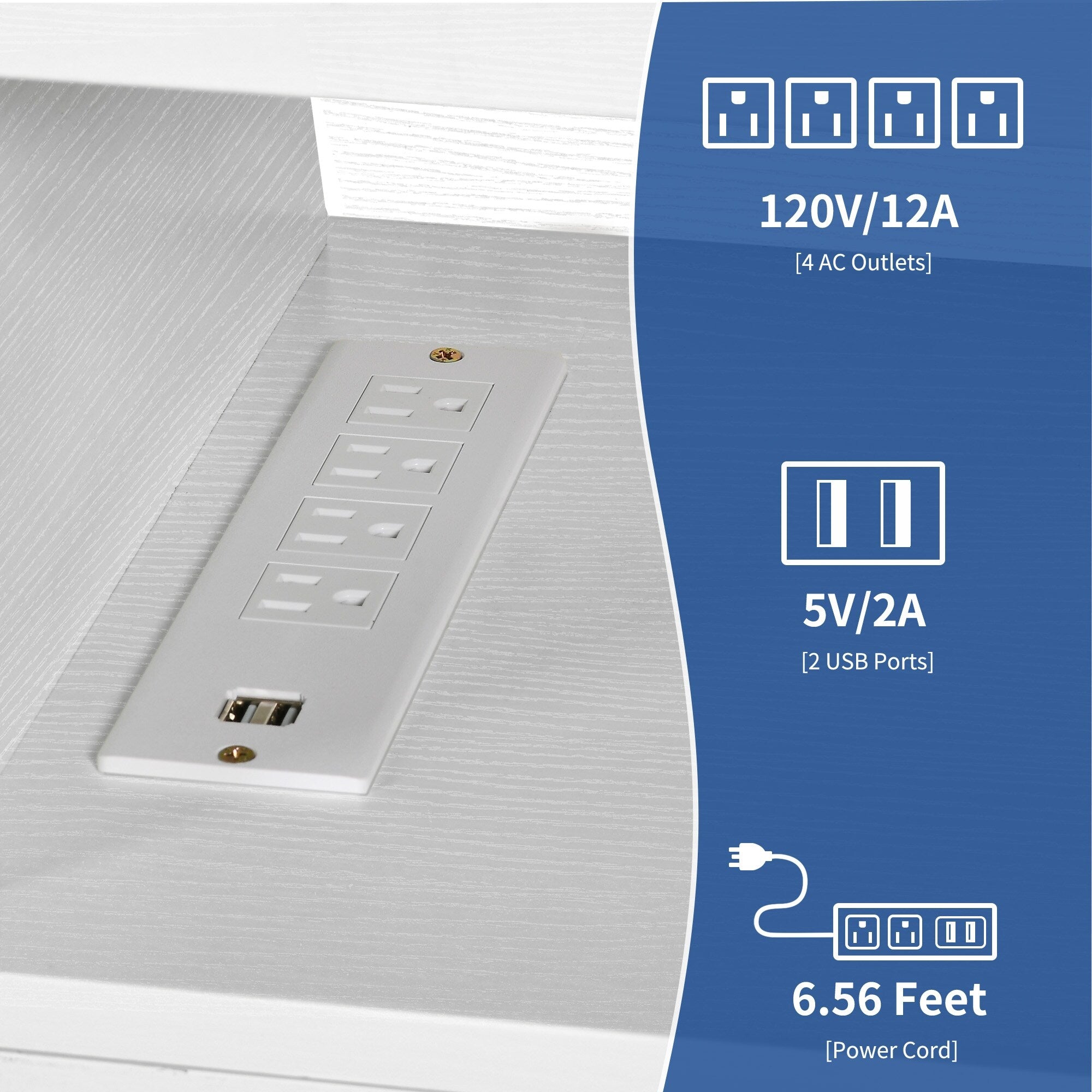 Farmhouse TV Stand for up to 65 TV with Doors and Open Shelves Media Console Power Outlet