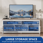 Farmhouse TV Stand for up to 65 TV with Doors and Open Shelves Media Console Power Outlet