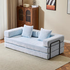 Floor Sofa Bed Convertible with Pillow Back Chenille Fabric for Living Room Bedroom