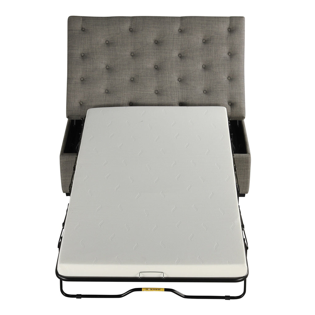 Folding Sofa Bed, 49.6 Ottoman with a Folding Sofa Bed, Convertible Ottoman Sleeper with Memory Mattress and Tufted Design