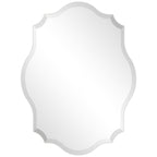 Frameless Beveled Oblong Elegant Scalloped Wall Mirror