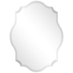 Frameless Beveled Oblong Elegant Scalloped Wall Mirror