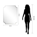 Frameless Rectangle Scalloped Beveled Wall Mirror, Bathroom, Vanity, Bedroom Mirror,1-beveled Edge - Clear