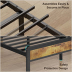 Twin / Full / Queen / King Size Metal Platform Bed Frame with Upholstered Storage Headboard