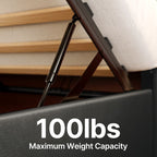 Lift Up Storage Bed Frame, Upholstered Platform Bed Frame with Hydraulic Storage System and Headboard