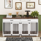 Furniture Style Dog Crate, 64.5 Inch Wooden Large Dog Kennel