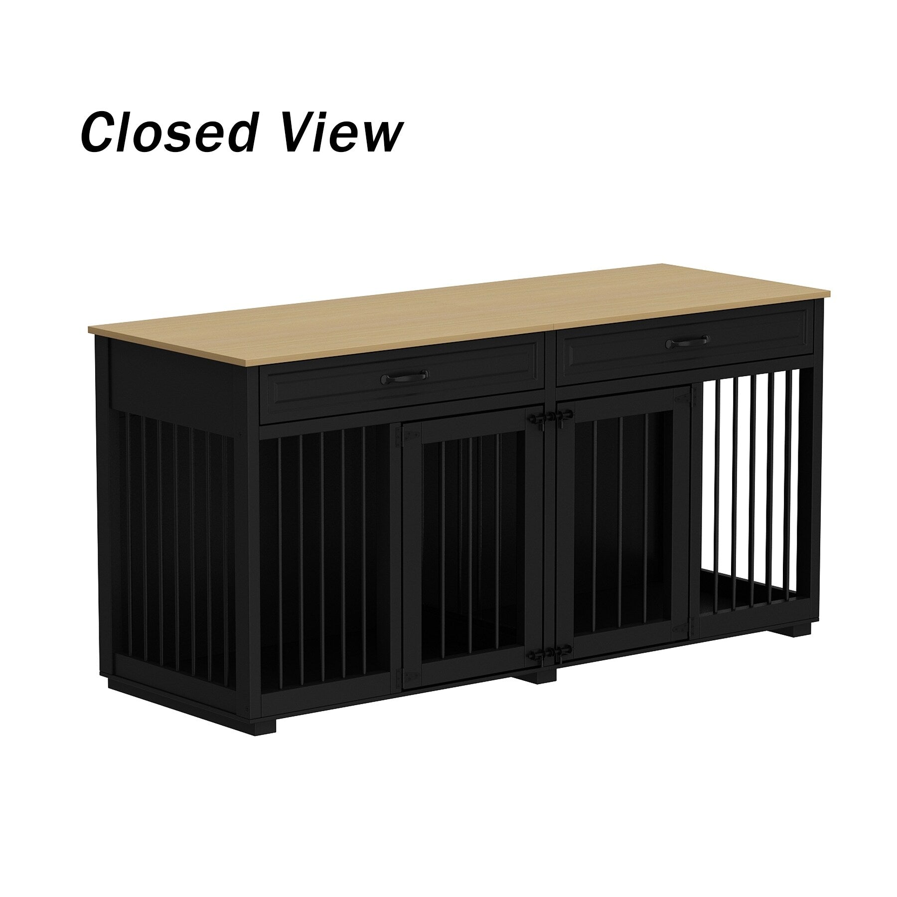 Furniture Style Dog Crate, 64.5 Inch Wooden Large Dog Kennel