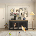 Furniture Style Dog Crate, 64.5 Inch Wooden Large Dog Kennel