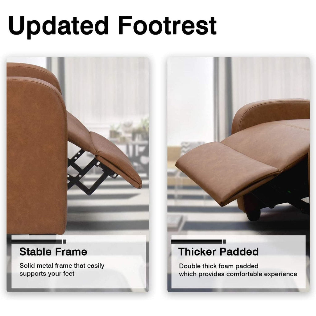 Furniwell PU Leather Sofa Recliner with Padded Seat and Backrest.