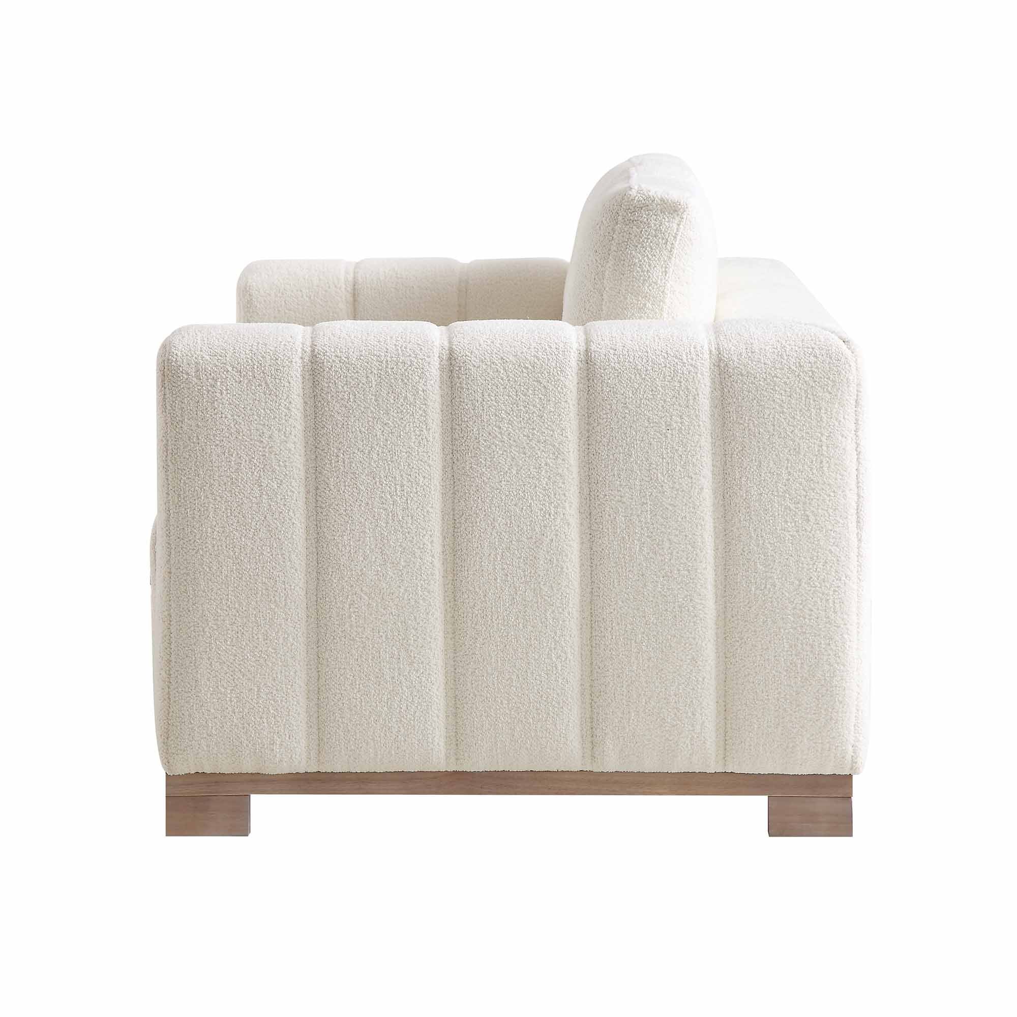 Belsize Beige Boucle Sofa with Wooden Base, 2-Seater