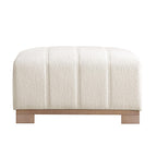 Belsize Beige Boucle Footstool with Wooden Base