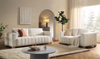 Belsize Beige Boucle Sofa with Wooden Base, 2-Seater