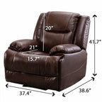 Genuine Leather Mid-century Modern Style Manual Recliners Sofa Set