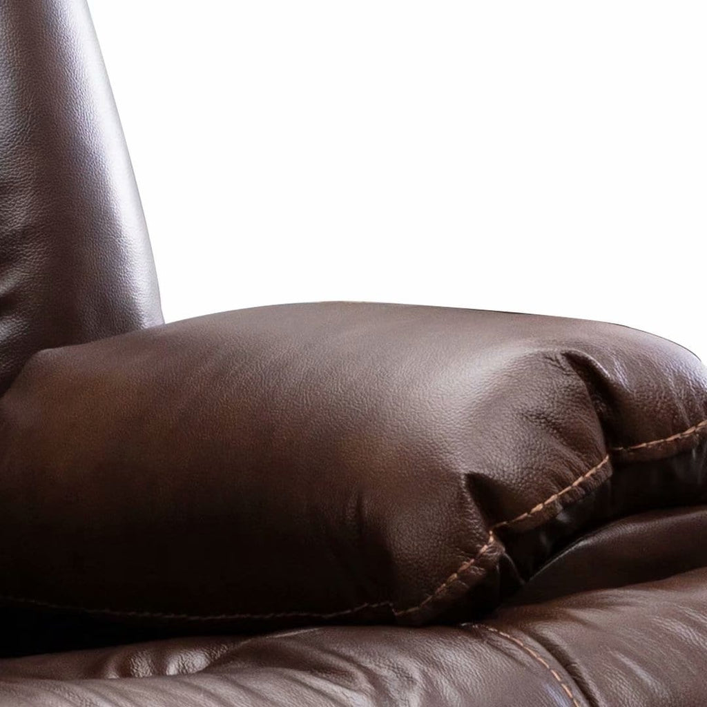 Genuine Leather Mid-century Modern Style Manual Recliners Sofa Set