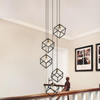 Geometric Pendant Chandelier for Stairway / Staircase, Adjustable Height 5 or 7 Light Cluster