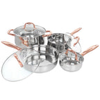 Gibson Home Bransonville 8 Piece Stainless Steel Cookware Set in Chrome and Bronze