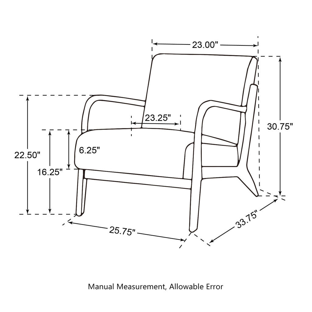 Glitzhome 30.75H Mid-Century Modern PU Leather Armchair Accent Chair with Pillow - 25.75W x 33.75D x 30.75H