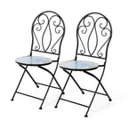 Glitzhome Outdoor Metal Folding Bistro Set 3PCS Patio Table Chairs