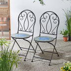 Glitzhome Outdoor Metal Folding Bistro Set 3PCS Patio Table Chairs