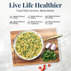 Gotham Steel Cream/Navy 12 pc Nonstick Cookware Set