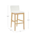 Gracie Modern Bar Stool, Boucle Upholstered Chair and Brushed Wooden Legs