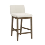 Gracie Modern Bar Stool, Boucle Upholstered Chair and Brushed Wooden Legs