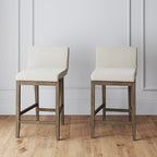 Gracie Modern Bar Stool, Boucle Upholstered Chair and Brushed Wooden Legs