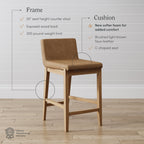 Gracie Modern Bar Stool, Boucle Upholstered Chair and Brushed Wooden Legs