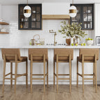 Gracie Modern Bar Stool, Boucle Upholstered Chair and Brushed Wooden Legs